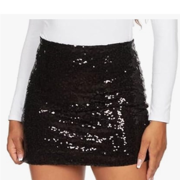 Black Sequin Mini Skirt by Tipsy Elves - Picture 2 of 5